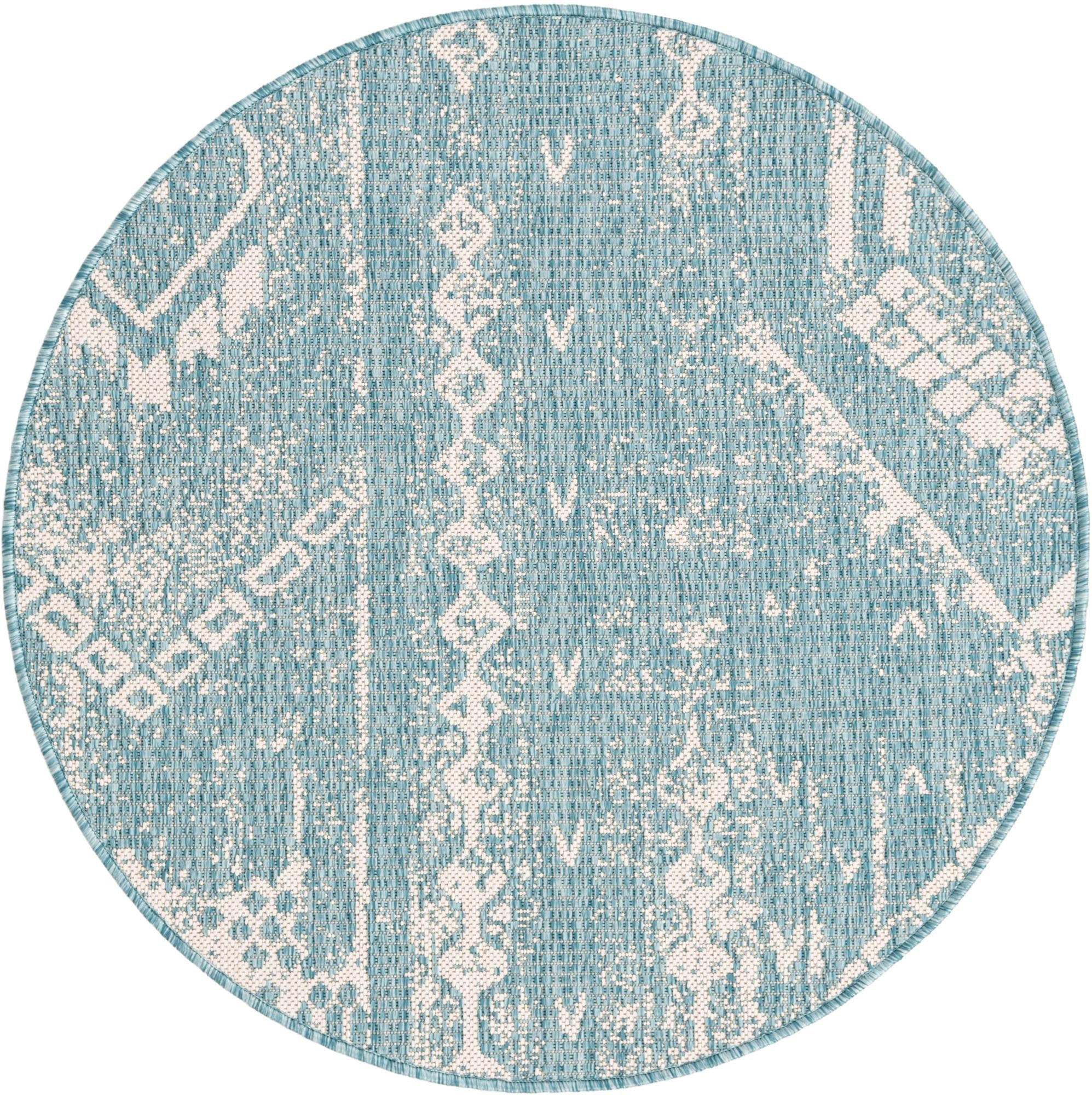 Desert Nomad Terrace Collection Area Rug - Sahara (Light Aqua)