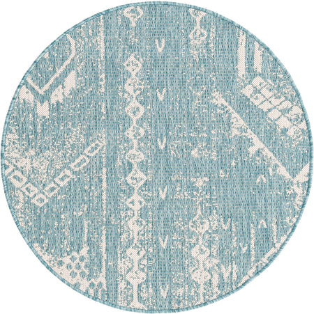 Desert Nomad Terrace Collection Area Rug - Sahara (Light Aqua)