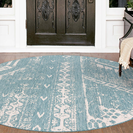 Desert Nomad Terrace Collection Area Rug - Sahara (Light Aqua)