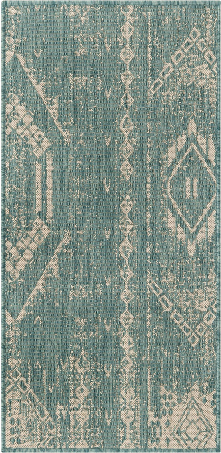 Desert Nomad Terrace Collection Area Rug - Sahara (Light Aqua)