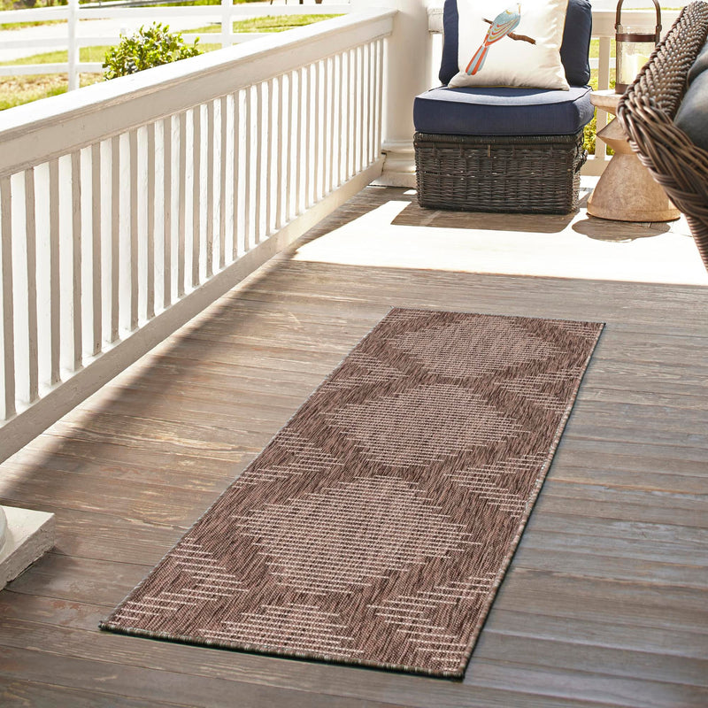 Urban Terrace Collection Area Rug -  Chelsea (Brown) Runner Brown  lifestyle 14