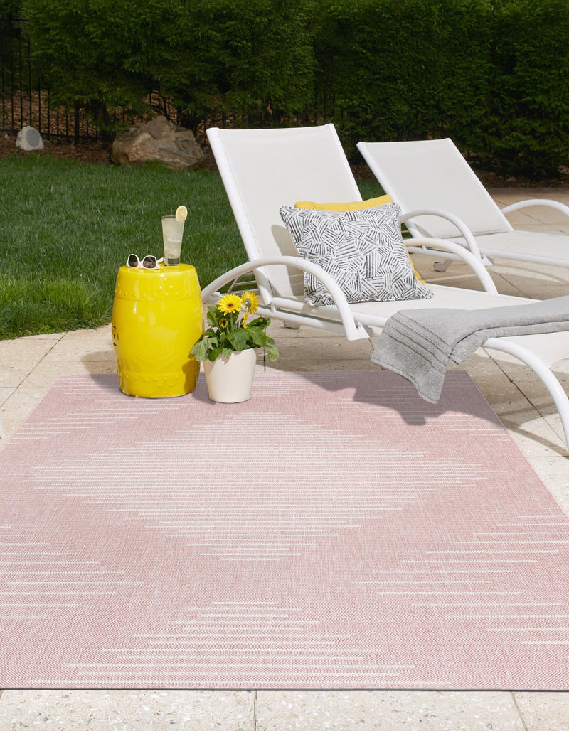 Urban Terrace Collection Area Rug -  Chelsea (Pink) Rectangle Pink  lifestyle 6