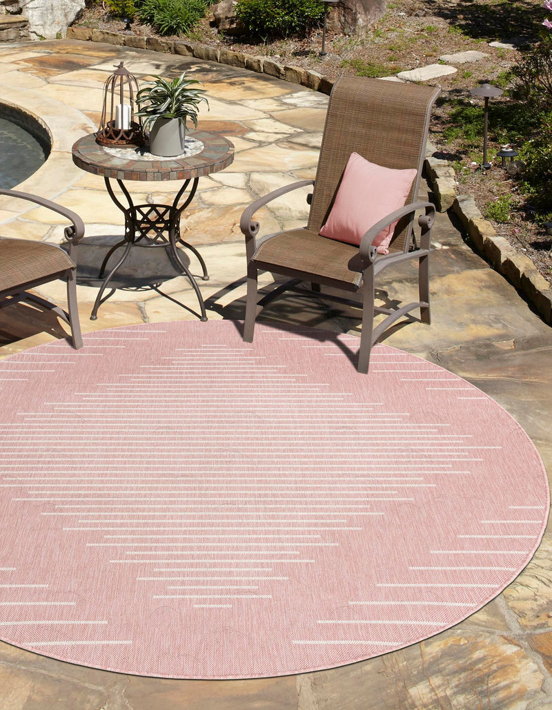 Urban Terrace Collection Area Rug -  Chelsea (Pink) Round Pink  lifestyle 0