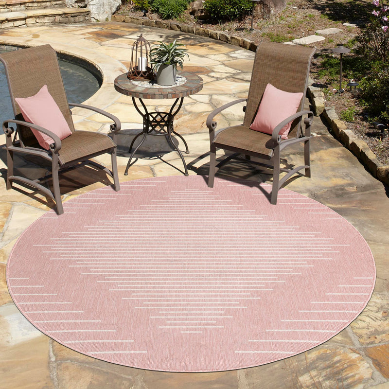 Urban Terrace Collection Area Rug -  Chelsea (Pink) Round Pink  lifestyle 17