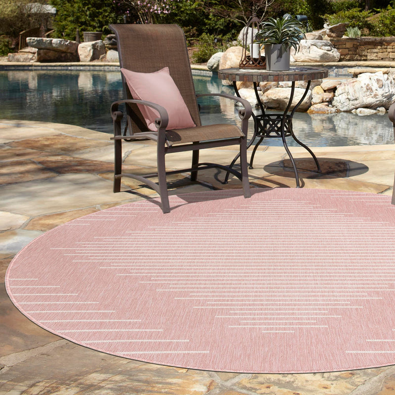 Urban Terrace Collection Area Rug -  Chelsea (Pink) Round Pink  lifestyle 18