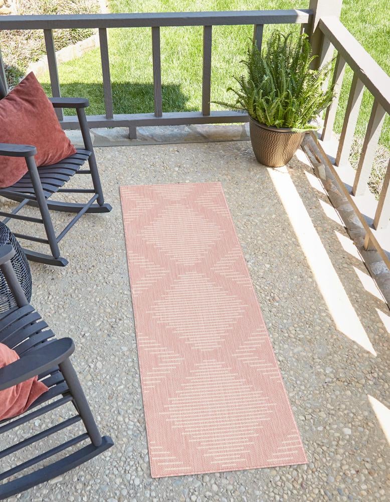 Urban Terrace Collection Area Rug -  Chelsea (Pink) Runner Pink  lifestyle 0