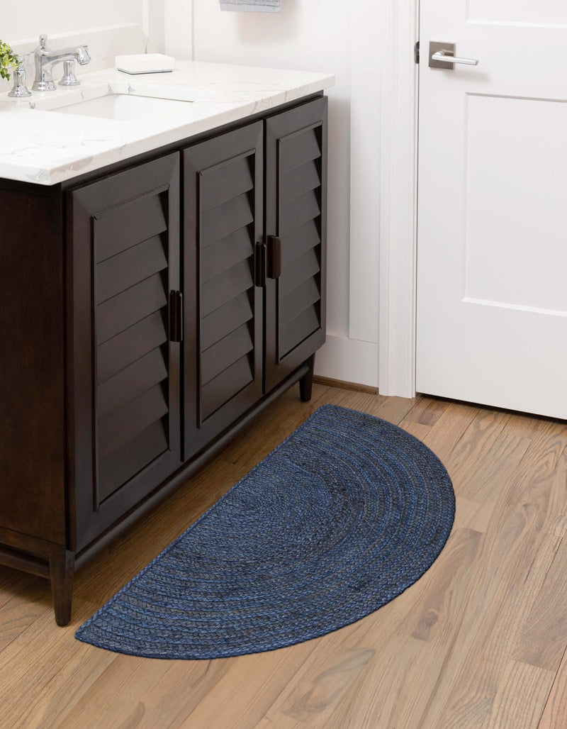 Woven Seaside Jute Collection Area Rug - Savannah (Navy Blue) Hearth Navy Blue  lifestyle 43