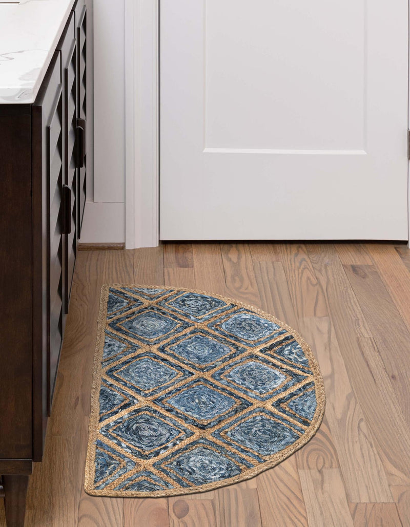 Woven Seaside Jute Collection Area Rug - Marina Hearth Blue  lifestyle 74