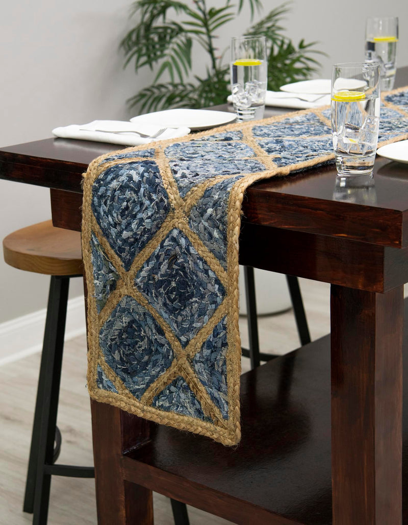 Woven Seaside Jute Collection Area Rug - Marina Table Runner Blue  lifestyle 47