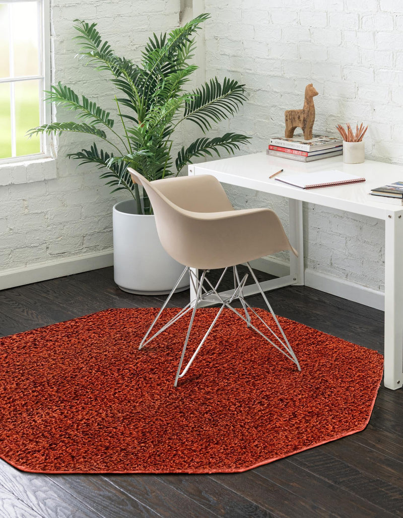 Plush Oasis Collection Area Rug - Serenity (Terracotta) Octagon Terracotta  lifestyle 6