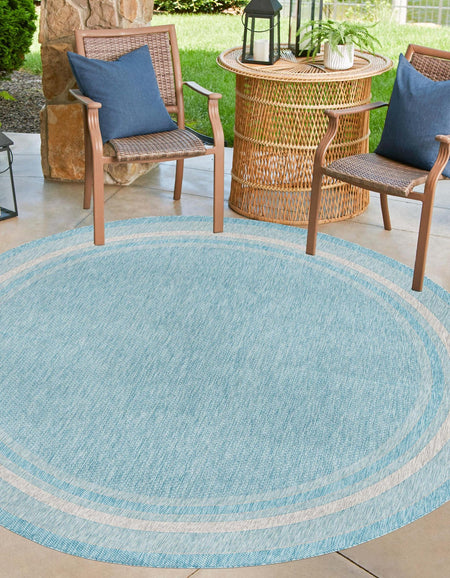 Terrace Fringe Collection Area Rug - Veranda (Aquamarine)