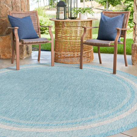 Terrace Fringe Collection Area Rug - Veranda (Aquamarine)