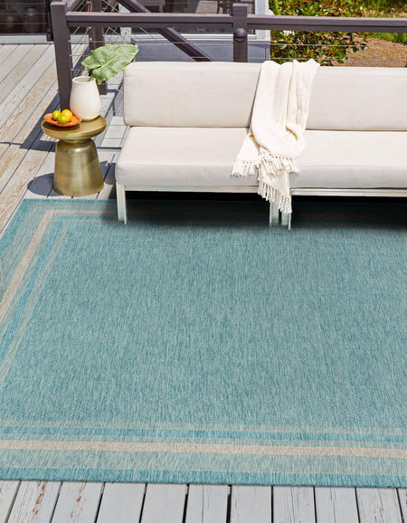 Terrace Fringe Collection Area Rug - Veranda (Aquamarine)