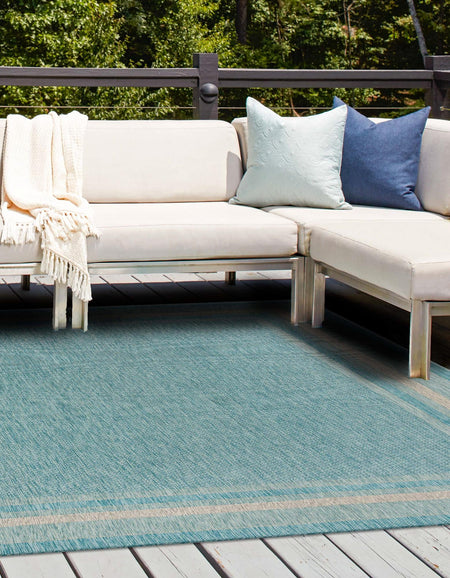 Terrace Fringe Collection Area Rug - Veranda (Aquamarine)