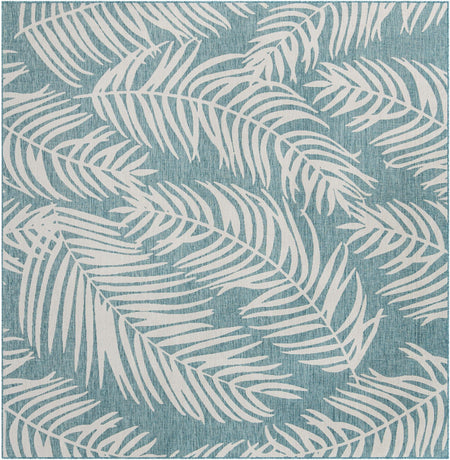 Seaside Blooms Collection Area Rug - Verdure (Light Aqua)