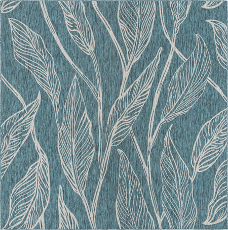 Seaside Blooms Collection Area Rug -  Evergreen (Teal)