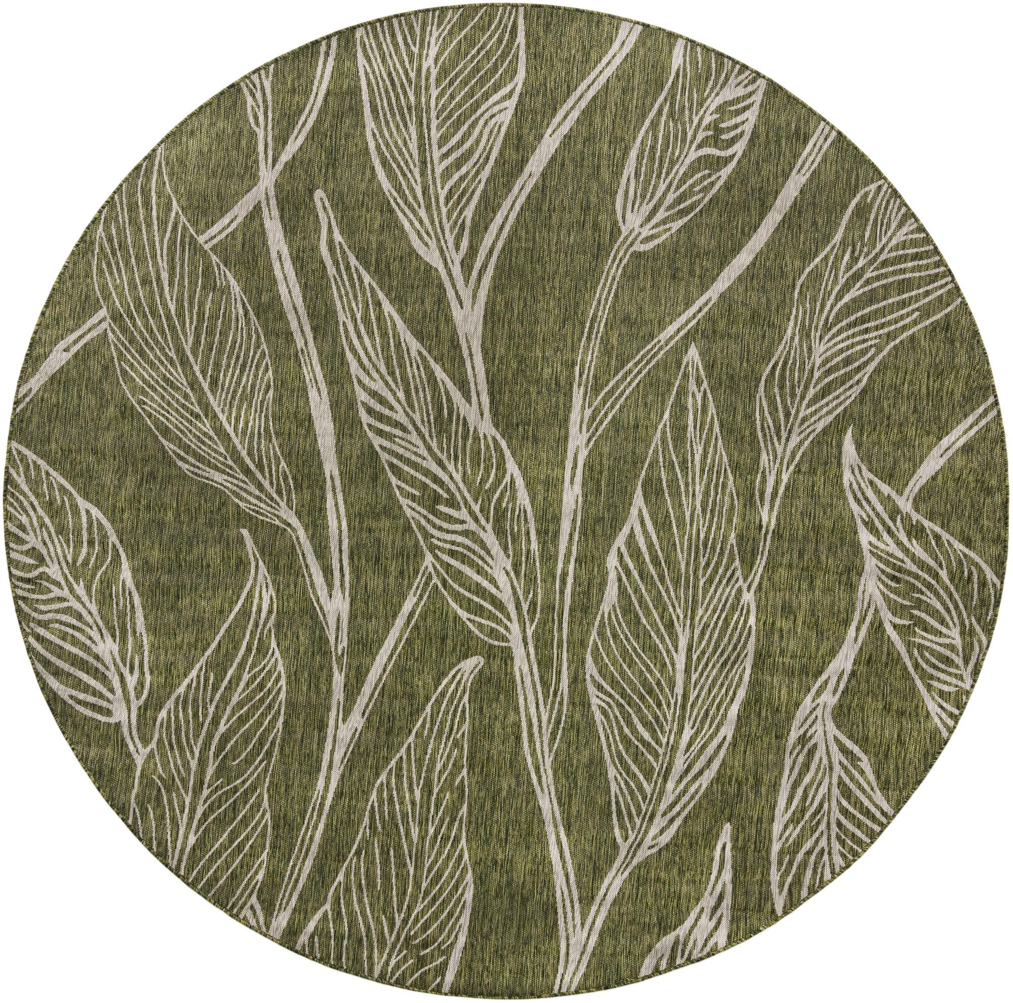 Seaside Blooms Collection Area Rug -  Evergreen (Green)