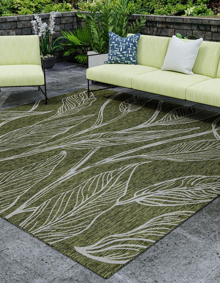 Seaside Blooms Collection Area Rug -  Evergreen (Green)