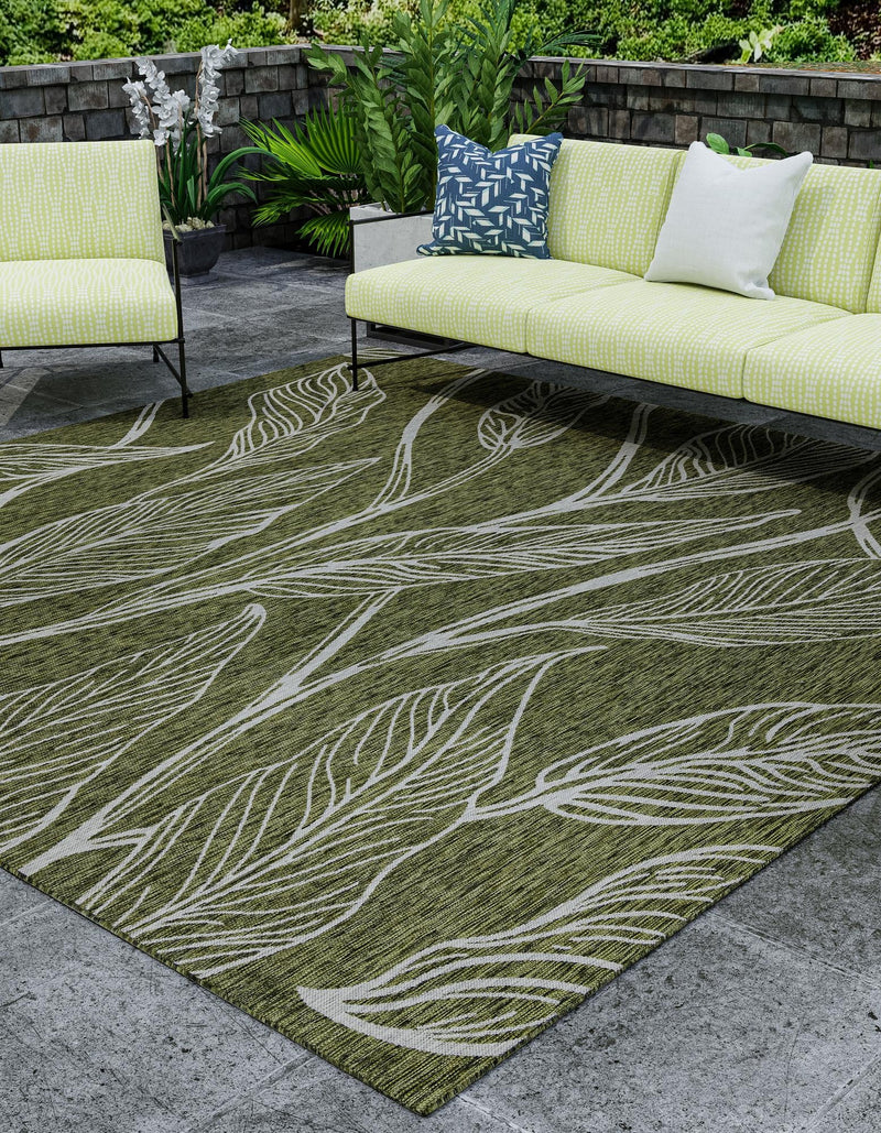 Garden Terrace Escape Collection Area Rug -  Evergreen (Green) Square Green  lifestyle 19