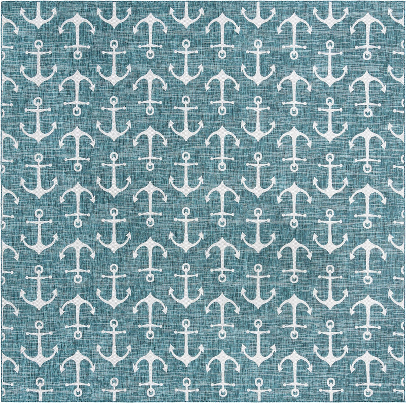 Seaside Haven Rugs Collection Area Rug - Sapphire (Teal) Square Teal Main