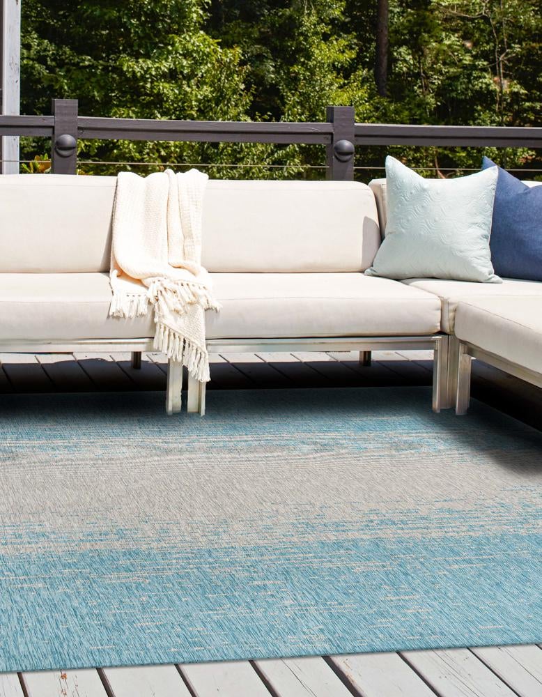 Urban Terrace Collection Area Rug -  Vanderbilt Square Aqua  lifestyle 98