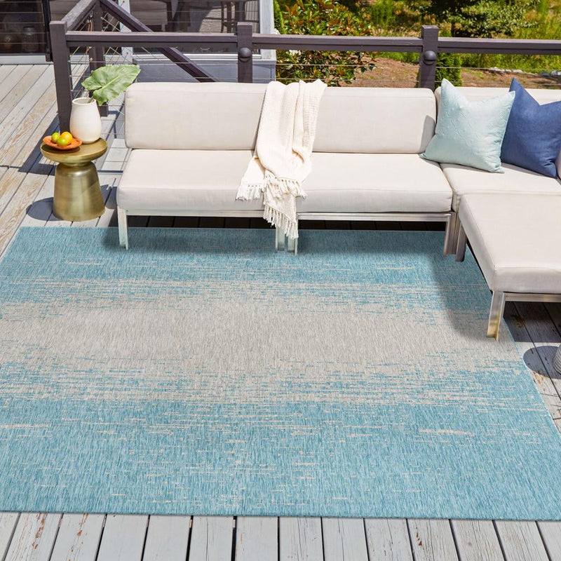 Urban Terrace Collection Area Rug -  Vanderbilt Square Aqua  lifestyle 159