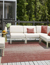 Urban Terrace Collection Area Rug -  Vanderbilt Square Rust Red  lifestyle 2