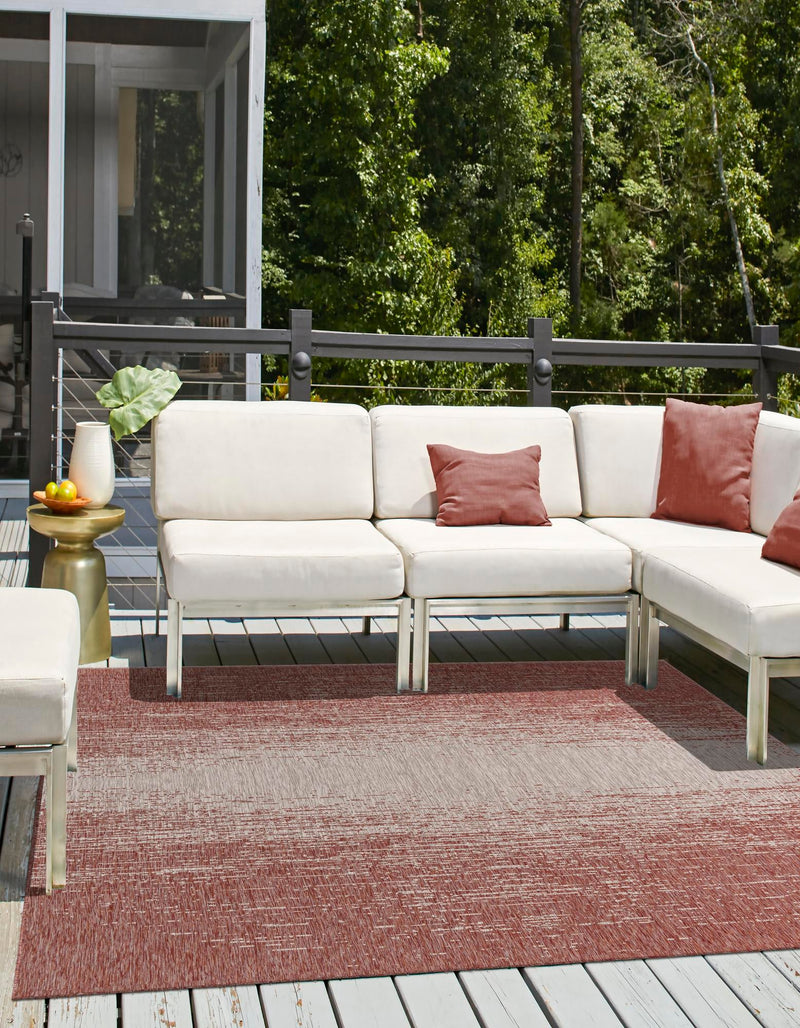 Urban Terrace Collection Area Rug -  Vanderbilt Square Rust Red  lifestyle 2