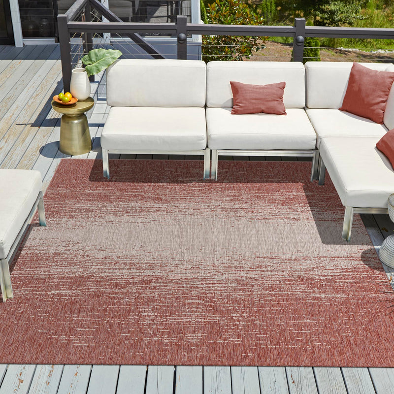 Urban Terrace Collection Area Rug -  Vanderbilt Square Rust Red  lifestyle 18