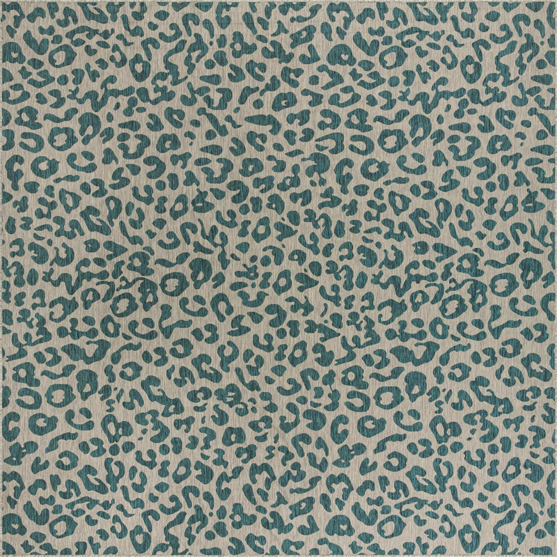 Jungle Expedition Collection Area Rug -  Amazon (Teal) Square Teal Main