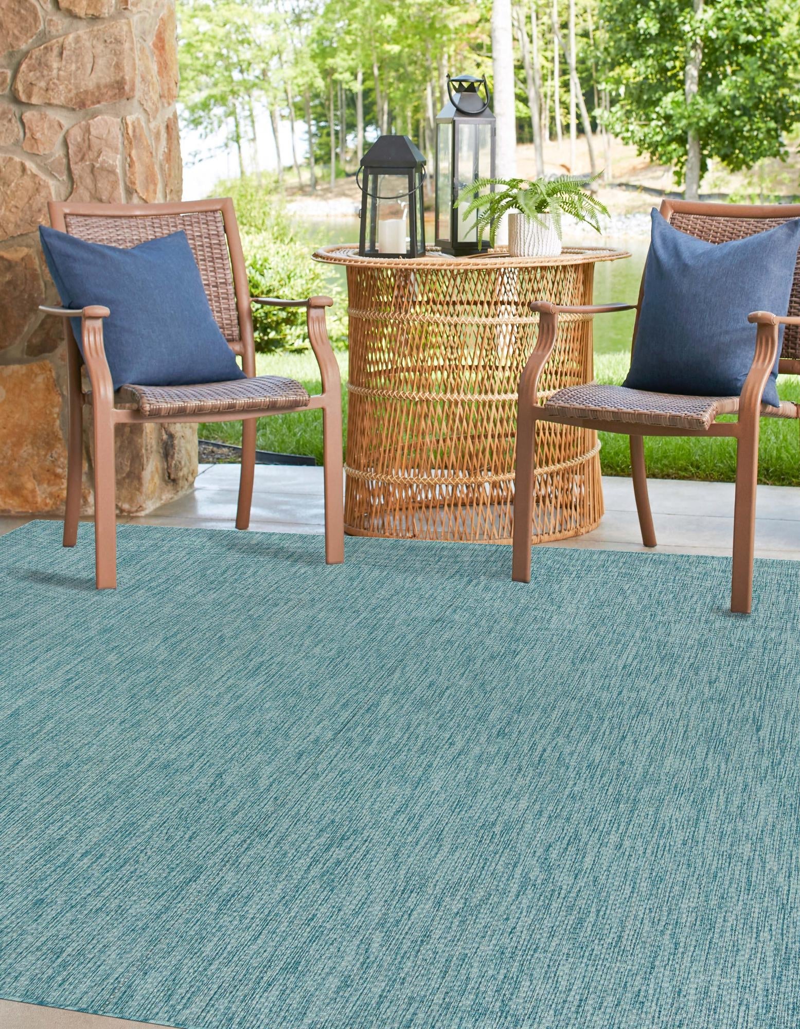 Seaside Serenity Collection Area Rug - Veranda (Aquamarine)