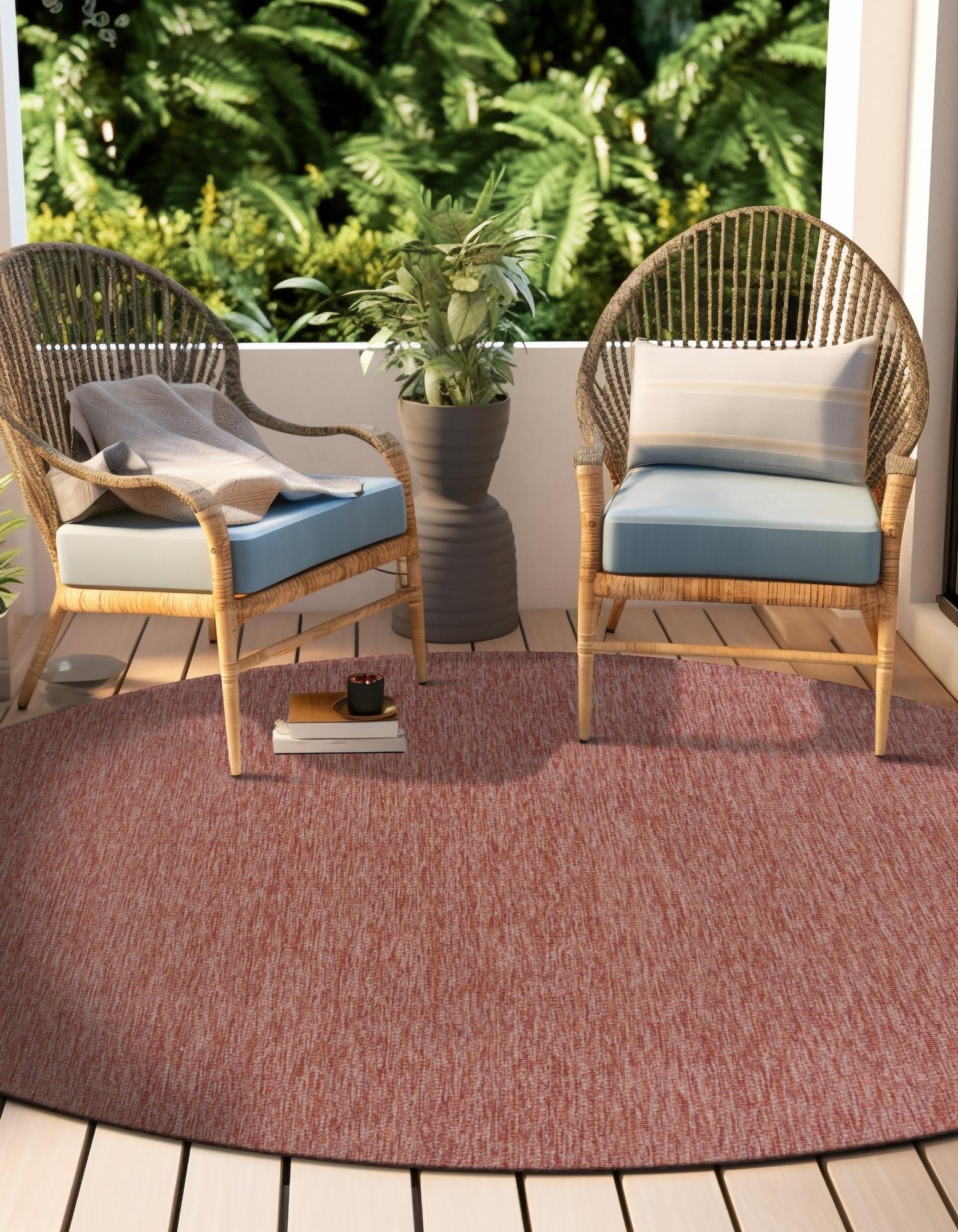 Seaside Serenity Collection Area Rug - Veranda (Rust Red)