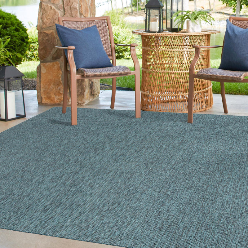 Patio Perfection Collection Area Rug - Veranda (Teal) Square Teal  lifestyle 72