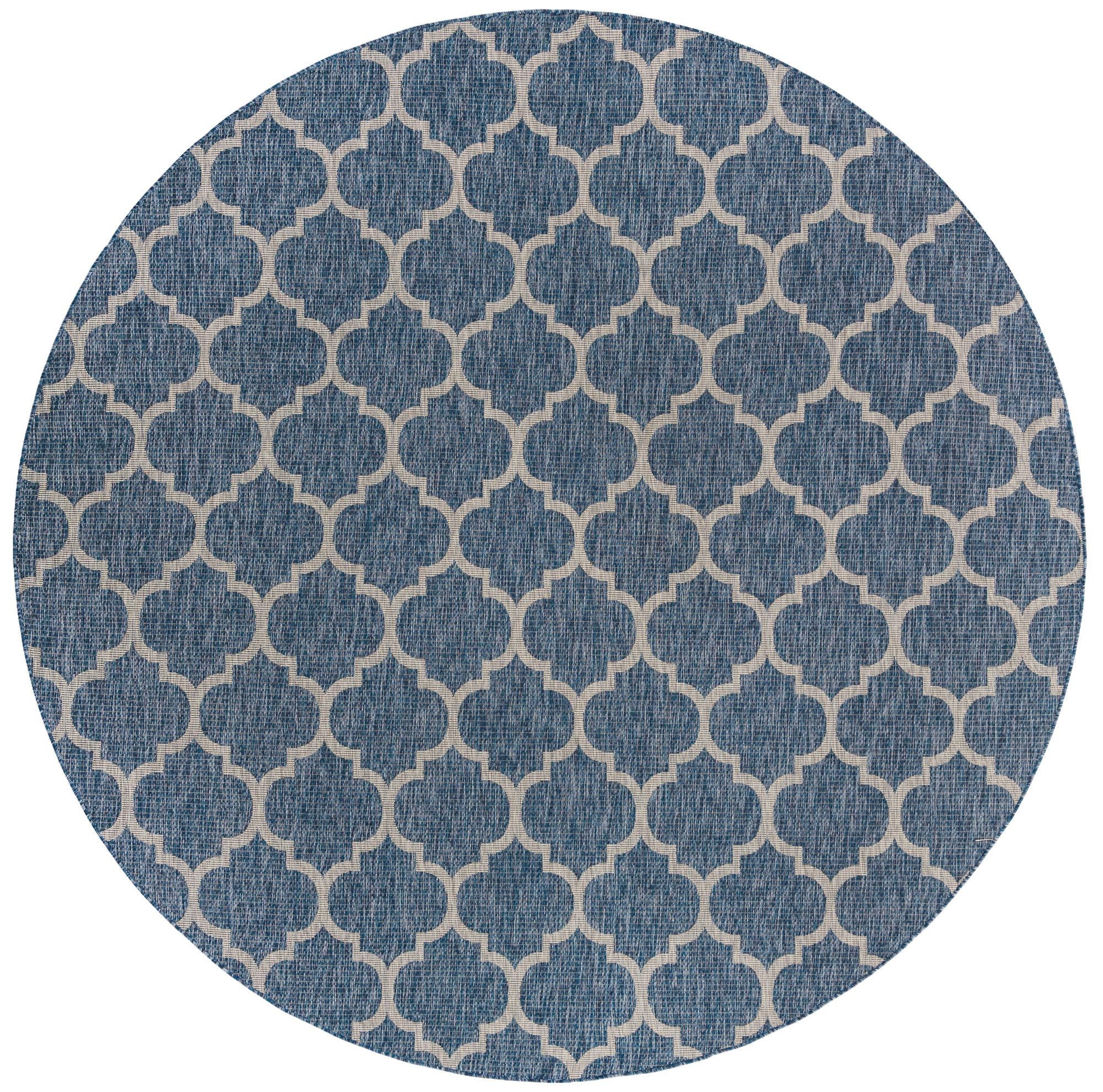 Seaside Lattice Collection Area Rug - Arbor (Navy Blue)