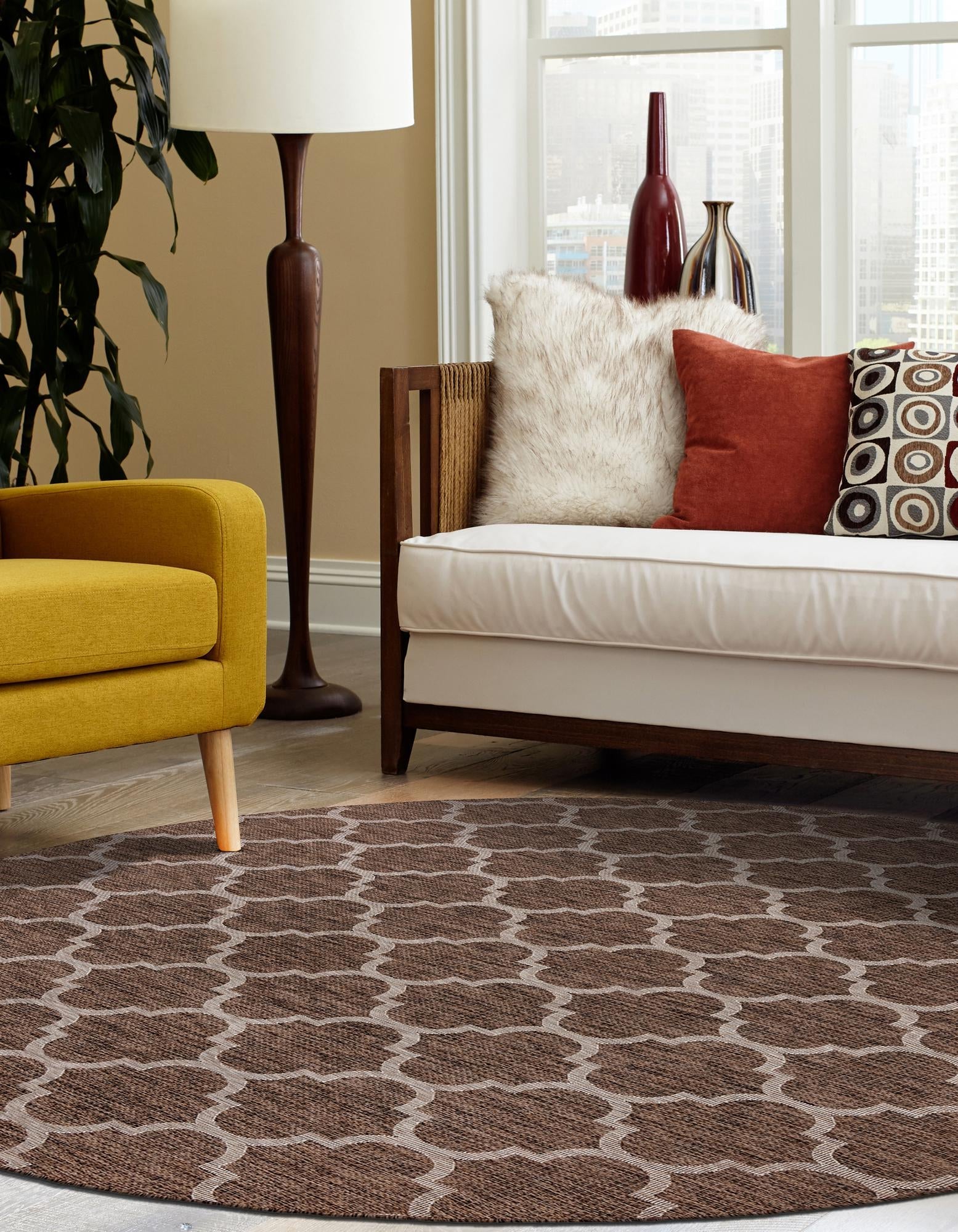 Seaside Lattice Collection Area Rug - Arbor (Brown)