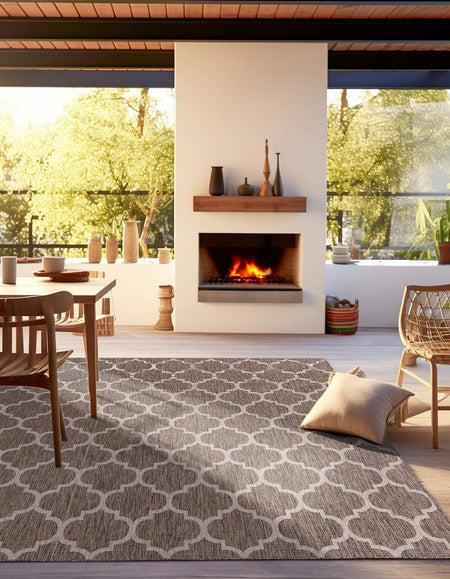 Seaside Lattice Collection Area Rug - Arbor (Brown)