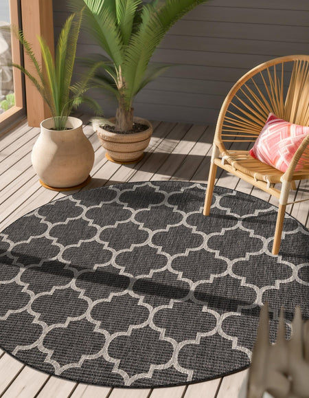 Seaside Lattice Collection Area Rug - Arbor (Black)