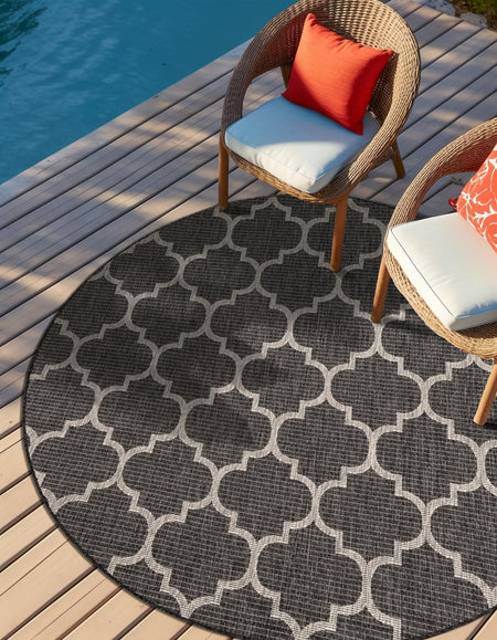 Seaside Lattice Collection Area Rug - Arbor (Black)