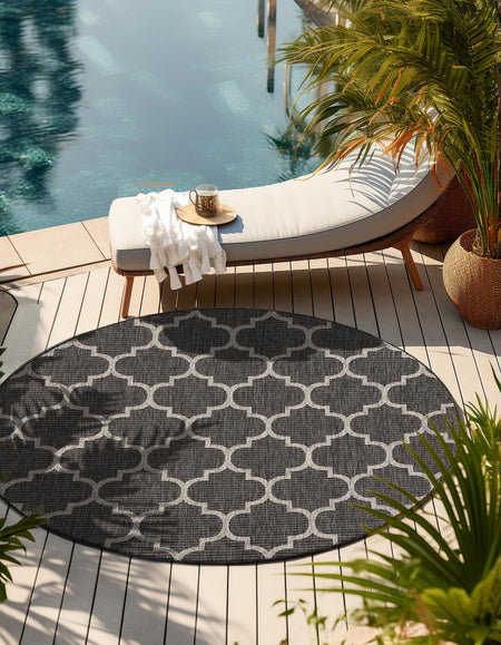 Seaside Lattice Collection Area Rug - Arbor (Black)