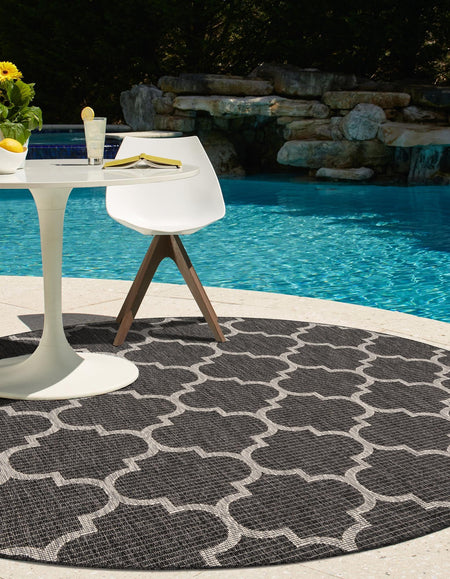 Seaside Lattice Collection Area Rug - Arbor (Black)