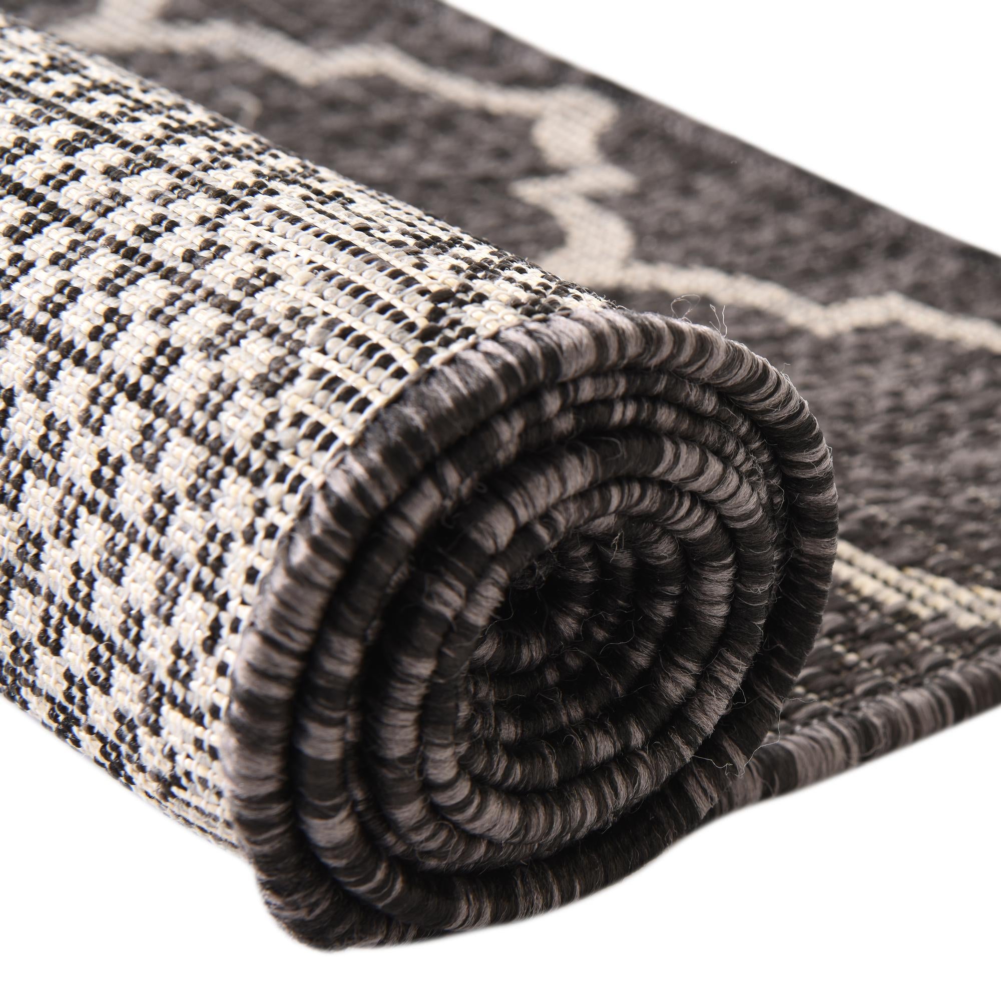 Seaside Lattice Collection Area Rug - Arbor (Black)