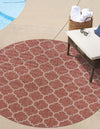 Garden Lattice Oasis Collection Area Rug - Arbor (Rust Red) Round Rust Red  lifestyle 0