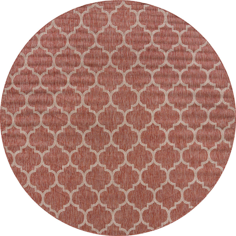 Garden Lattice Oasis Collection Area Rug - Arbor (Rust Red) Round Rust Red Main