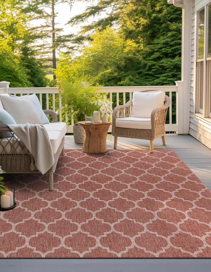 Garden Lattice Oasis Collection Area Rug - Arbor (Rust Red) Square Rust Red  lifestyle 6