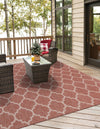 Garden Lattice Oasis Collection Area Rug - Arbor (Rust Red) Square Rust Red  lifestyle 7