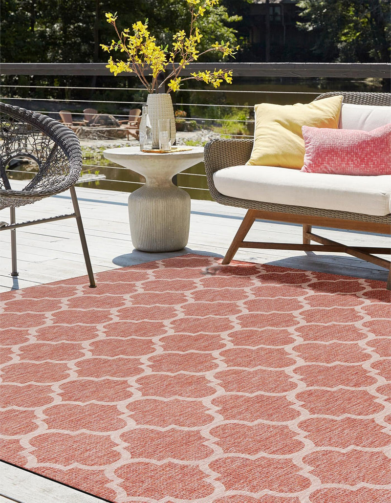 Garden Lattice Oasis Collection Area Rug - Arbor (Rust Red) Square Rust Red  lifestyle 9