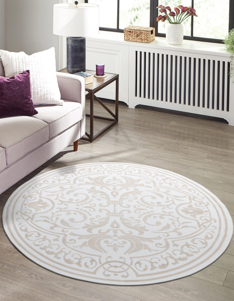 Sanctuary Retreat Collection Area Rug -  Retreat Round Snow White  lifestyle 78