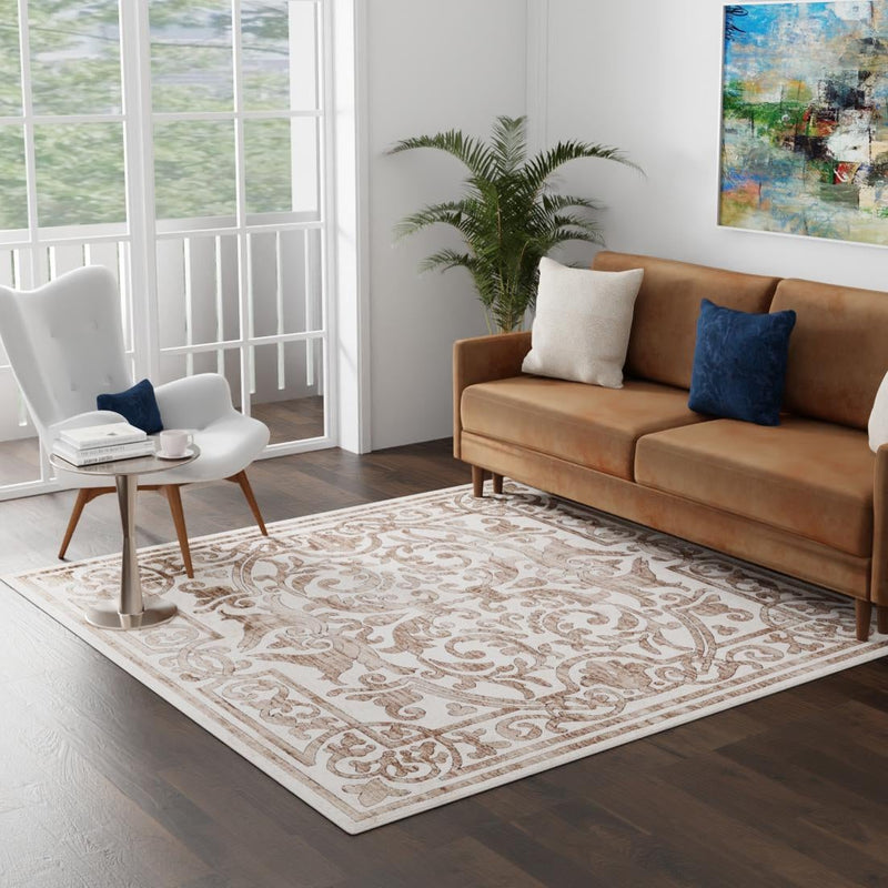 Sanctuary Retreat Collection Area Rug -  Retreat Square Chocolate Brown  lifestyle 185