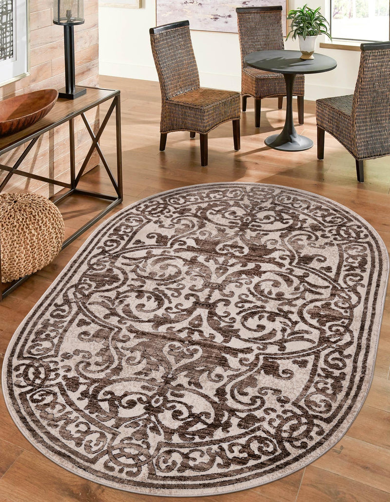 Sanctuary Retreat Collection Area Rug -  Retreat Oval Chocolate Brown  lifestyle 53