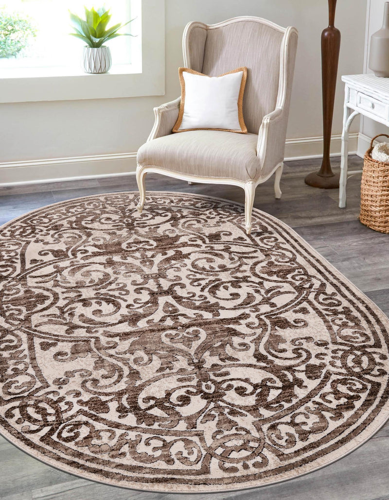 Sanctuary Retreat Collection Area Rug -  Retreat Oval Chocolate Brown  lifestyle 82